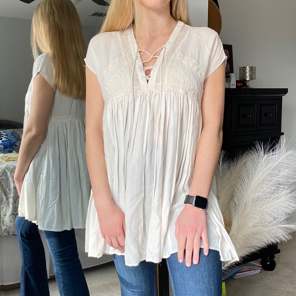 Embroidered Boho Flowing Tunic Top